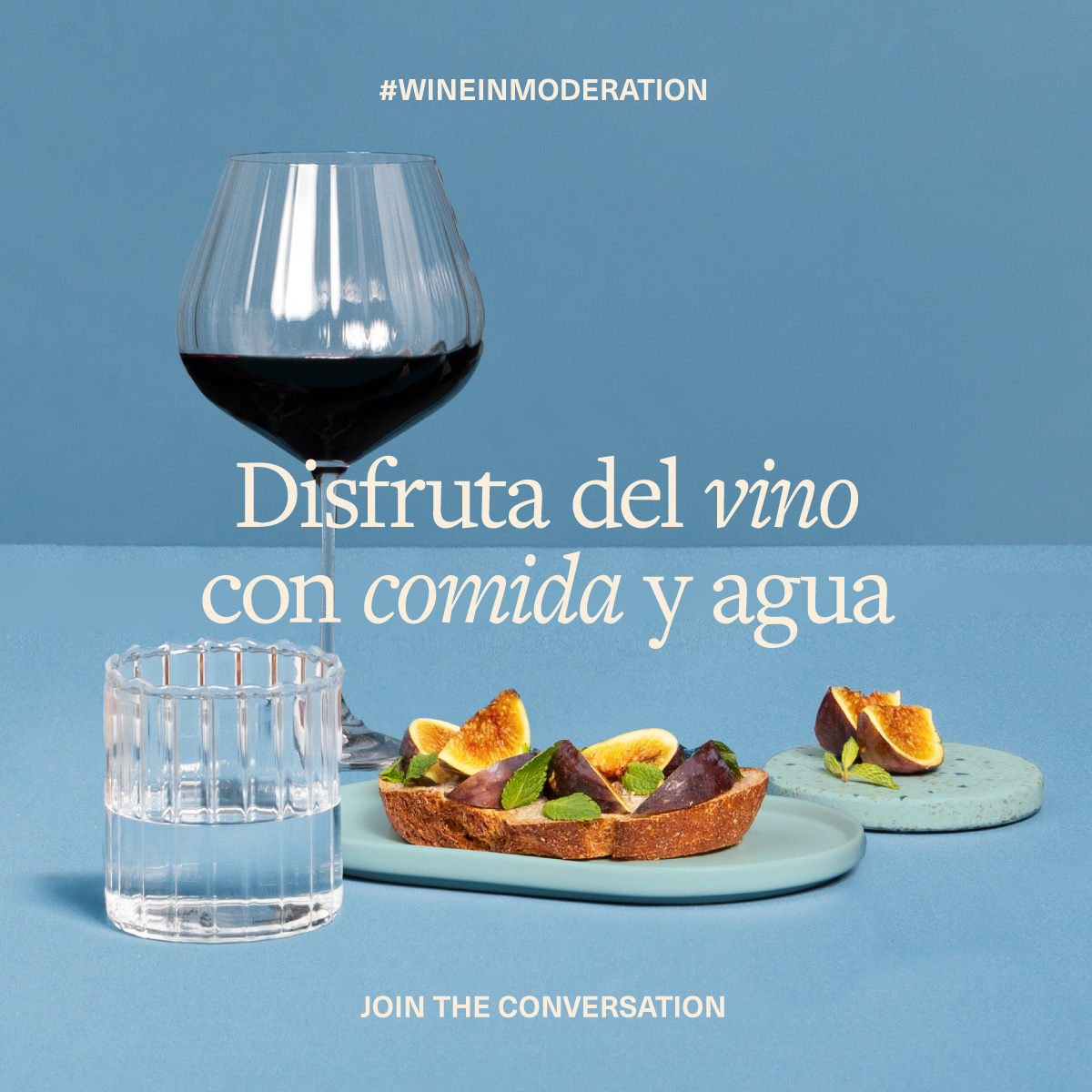 Disfruta del vino con comida y agua